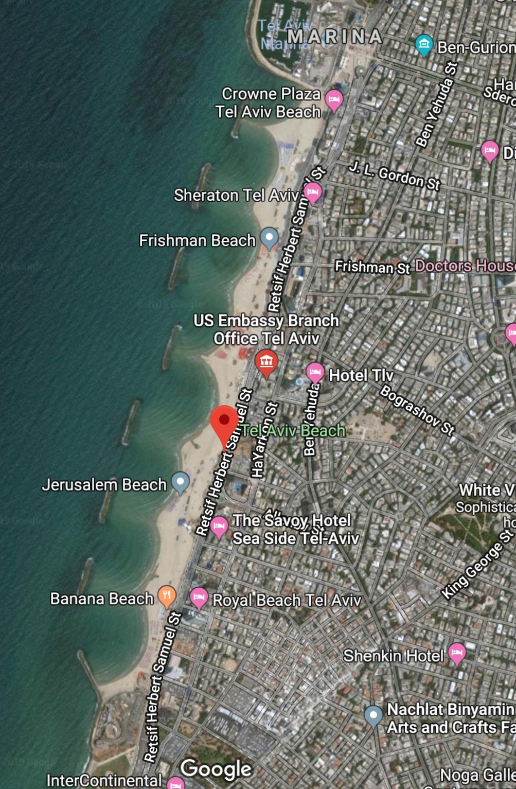 Tel Aviv Beach Map